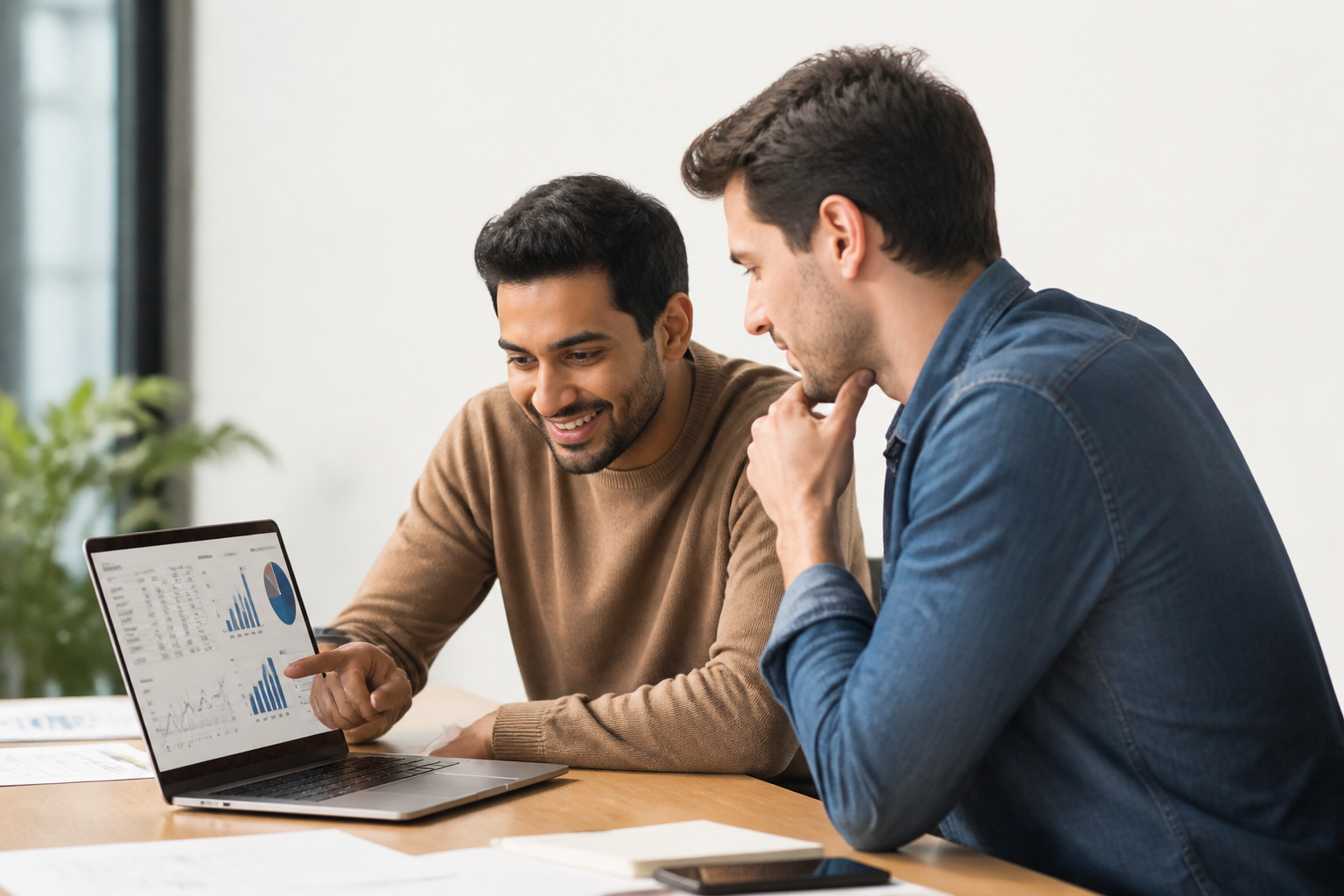 Ledgerline founders reviewing charts